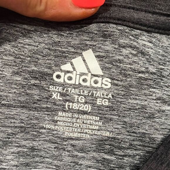 Adidas Youth Raglan Top 3/4 Sleeve Round Neck Logo Print Pullover Gray Size XL - Picture 3 of 4